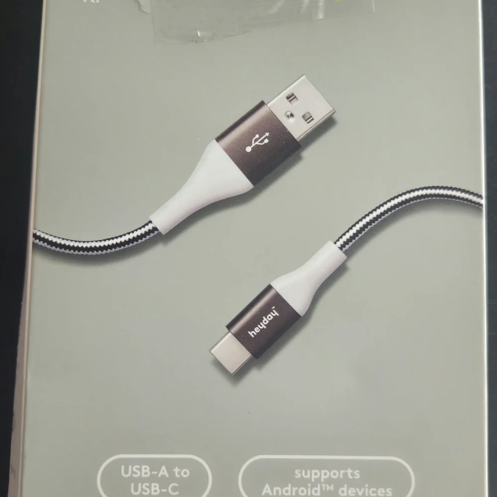 Heyday 4ft USB-A to USB-C Braided Charging Cable.